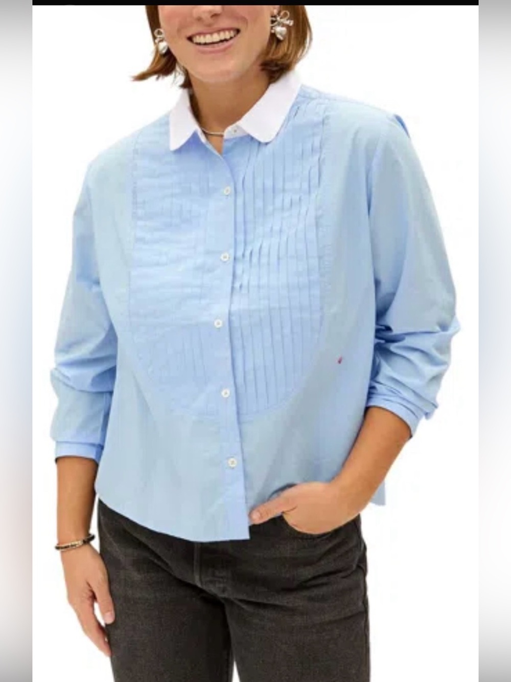 Clare V Anette Tuxedo Blouse